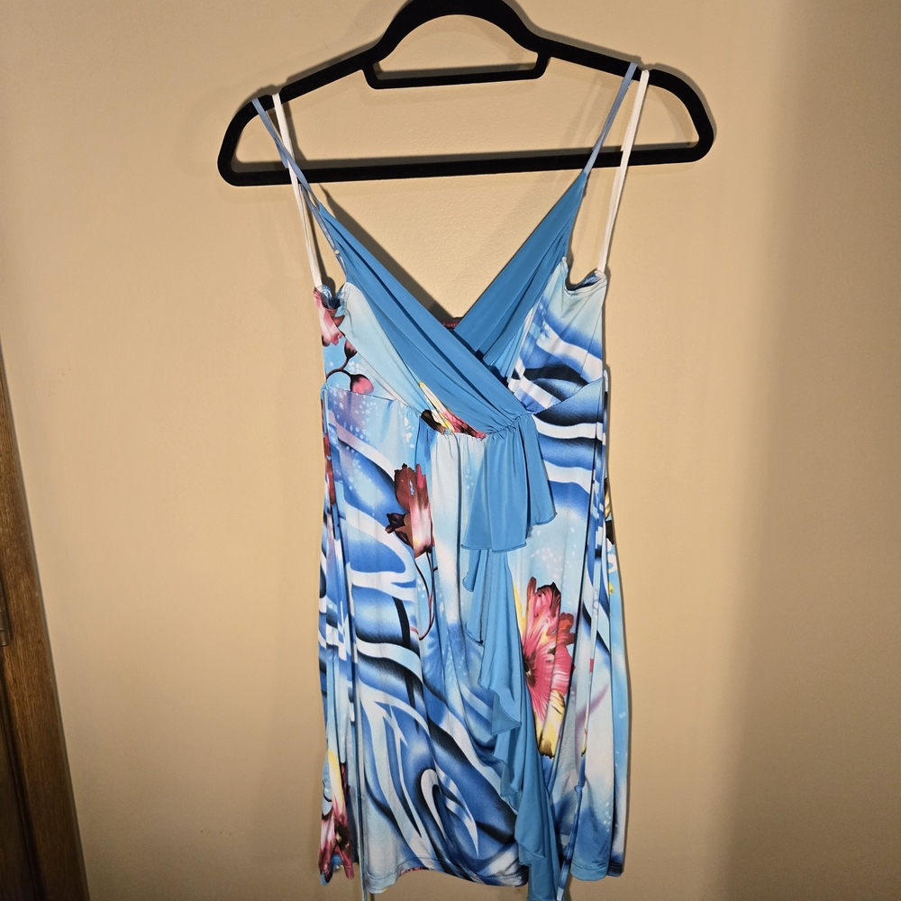 Elegant Blue Floral Camisole Top